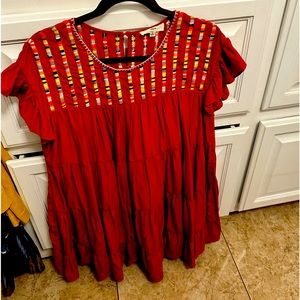 Burnt orange dress.  Great for spring time.